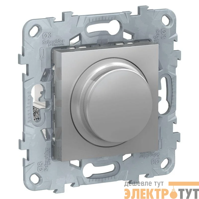Светорегулятор UNICA NEW LED поворотно-нажимной универс. 5-200Вт алюм. SchE NU551430