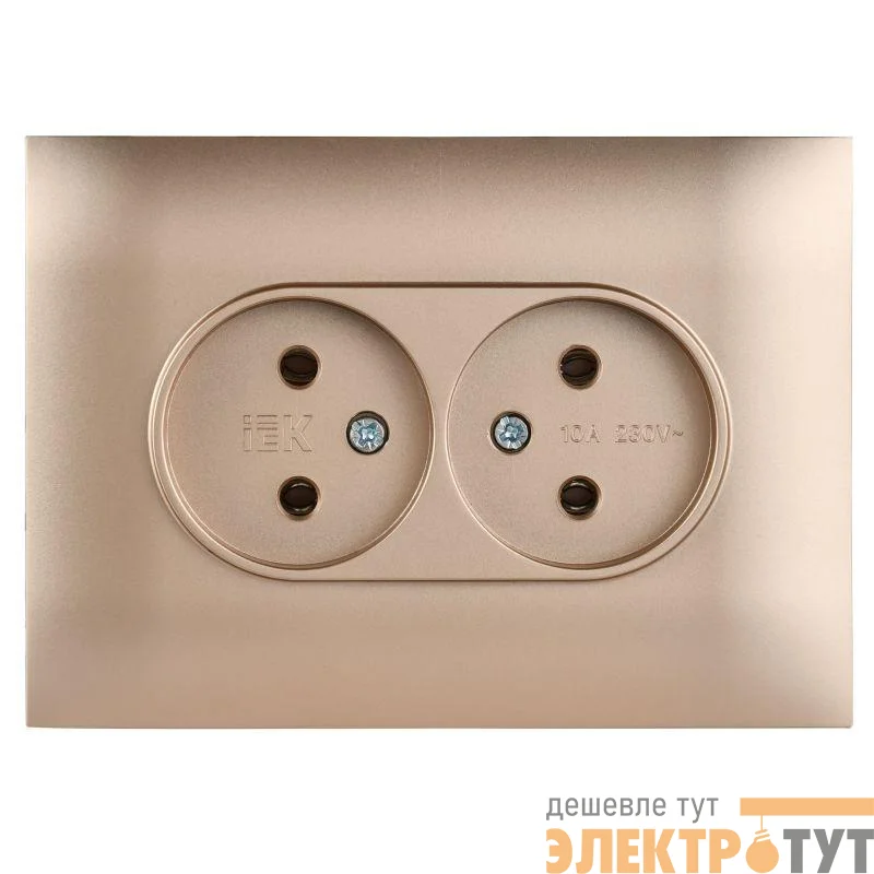 Розетка 2-м SKANDY 10А без заземл. без защ. шторок в сборе SK-R10Sa песочн. IEK SK-R20-10-K98-F