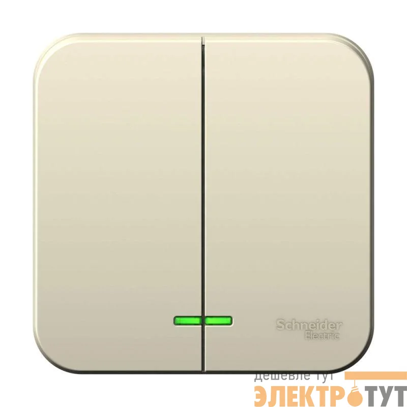 Выключатель 2-кл. ОП Blanca 6А IP20 (сх. 5) 250В с подсветкой молочн. SchE BLNVA065102