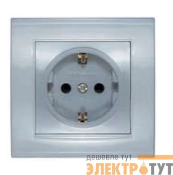 Розетка 1-м СП Бриллиант 16А IP20 с заземл. защ. шторки серебр. UNIVersal 7949889