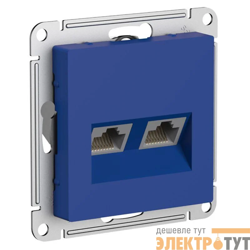 Розетка компьютерная 2-м AtlasDesign RJ45+RJ45 кат.5E механизм аквамарин SE ATN001185
