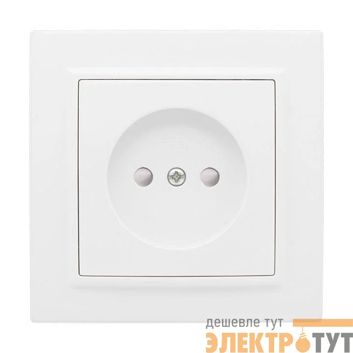 Розетка 1-м СП Минск 10А IP20 без заземл. защ. шторки бел. Basic EKF ERR10-022-100
