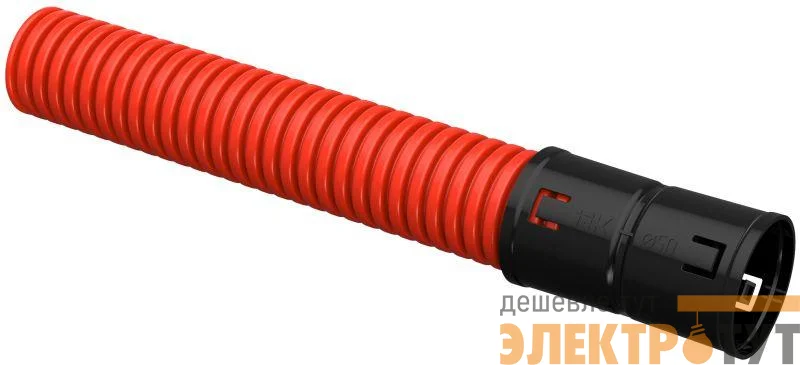 Труба гофрированная двустенная ПНД гибкая d50мм с муфтой красн. (уп.50м) IEK CTG12-050-K04-050-R