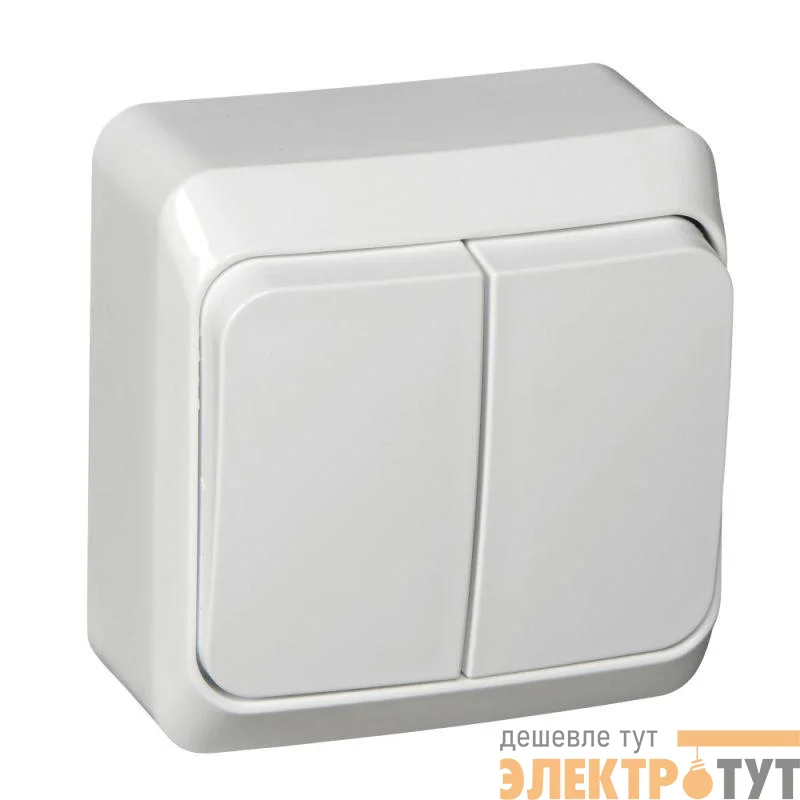 Выключатель 2-кл. ОП Этюд 10А IP20 с подсветкой бел. SE BA10-006B