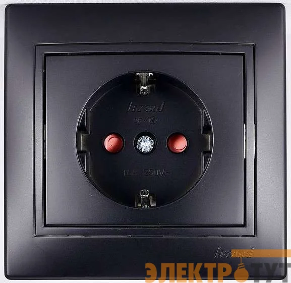 Розетка 1-м СП Мира защ. шторки с заземл. керамика черн. бархат LEZARD 701-4242-124