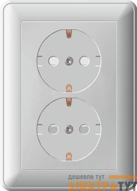 Розетка 2-м СП W59 защ. шторки с заземл. шампань SchE RS16-255-48 (РС16-255-48)