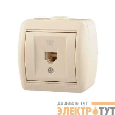 Розетка телефонная 1-м ОП Ната RJ11 крем. Lezard 710-0300-137
