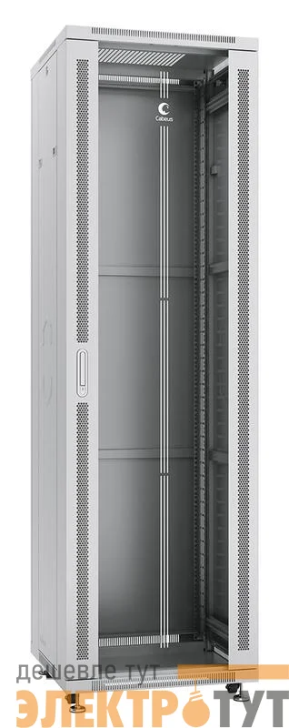 Шкаф монтажный телекоммуникационный напольный SH-05C-42U60/100 19дюйм для распред. и серверн. оборудования 42U 600х1000х2055мм передн. стеклян. и задн. сплошн. метал. двери ручка с замком сер. (RAL 7035) Cabeus 7057c