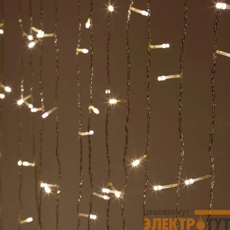 Гирлянда светодиодная "Дождь/Занавес" 3х3м 400LED тепл. бел. IP20 220В 8 режимов Эра Б0051873