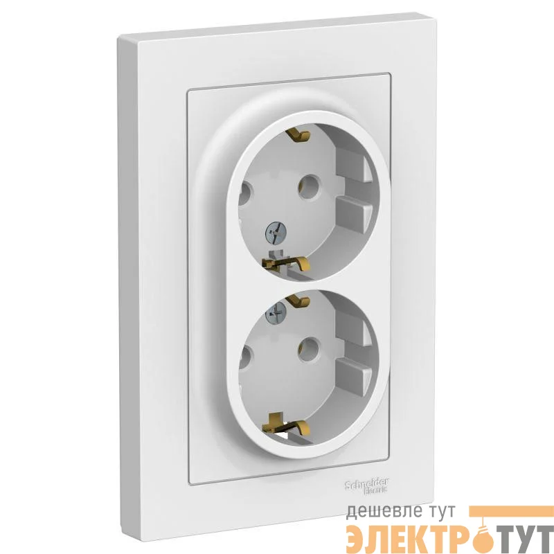 Розетка 2-м СП AtlasDesign 16А IP20 с заземл. в сборе бел. SE ATN000124