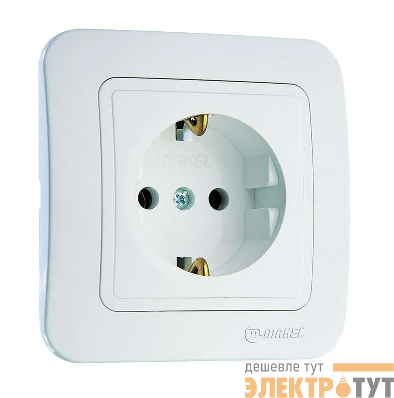 Розетка 1-м СП Lillium 16А IP20 с заземл. бел./бел. Makel 70028