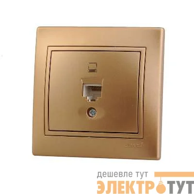 Розетка компьютерная 1-м СП Мира RJ45 метал. зол. Lezard 701-1313-139