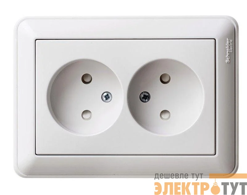 Розетка 2-м СП W59 16А IP20 без заземл. защ. шторки бел. SE RS16-254-18