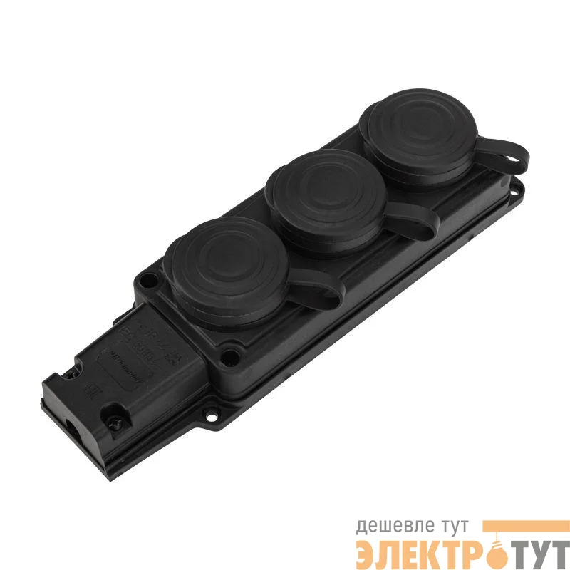 Колодка удлинителя 3-м 16А IP44 230В 2P+PE влагозащ. каучук PROCONNECT 111-113-4