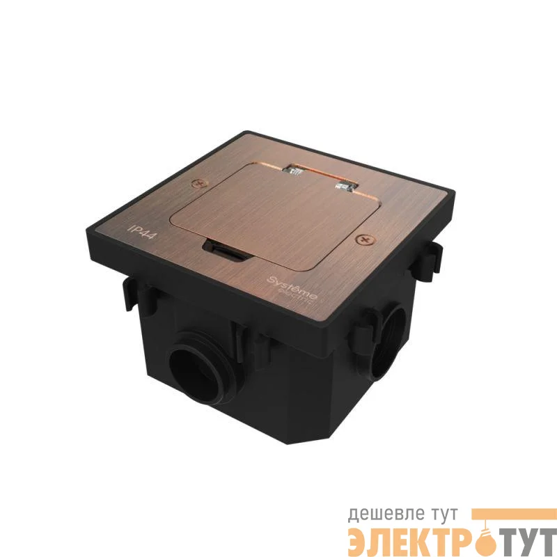 Лючок MultiDesk MDK20 на 2мод. IP44 с монтажной коробкой для бетонных полов медь SE MDK20202CC