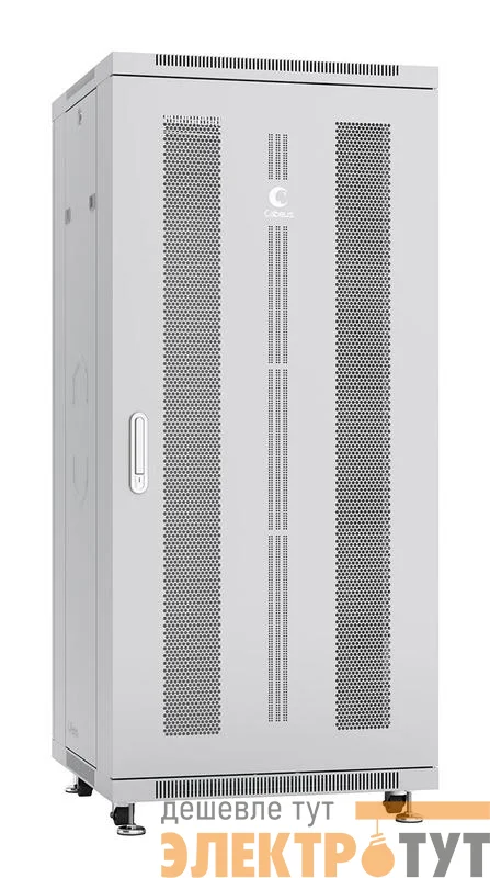 Шкаф монтажный телекоммуникационный напольн. ND-05C-27U60/60 19дюйм 27U 600х600х1388мм для распределит. и серверн. оборудования; передн. и задн. перфорир. двери ручка с замком RAL 7035 сер. Cabeus 7885c