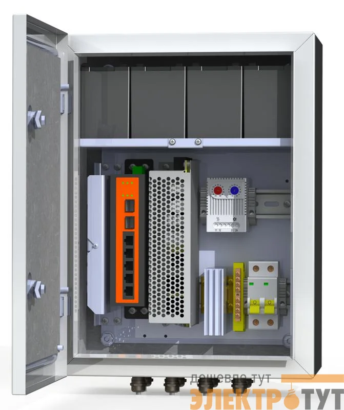 Термошкаф коммутационный 4хPoE 2хSFP 4хSC АКБ 4х12В 7А/ч IP66 300х400х210мм 6 УТП 4КУ AКБ 7А Mastermann 00-00015651