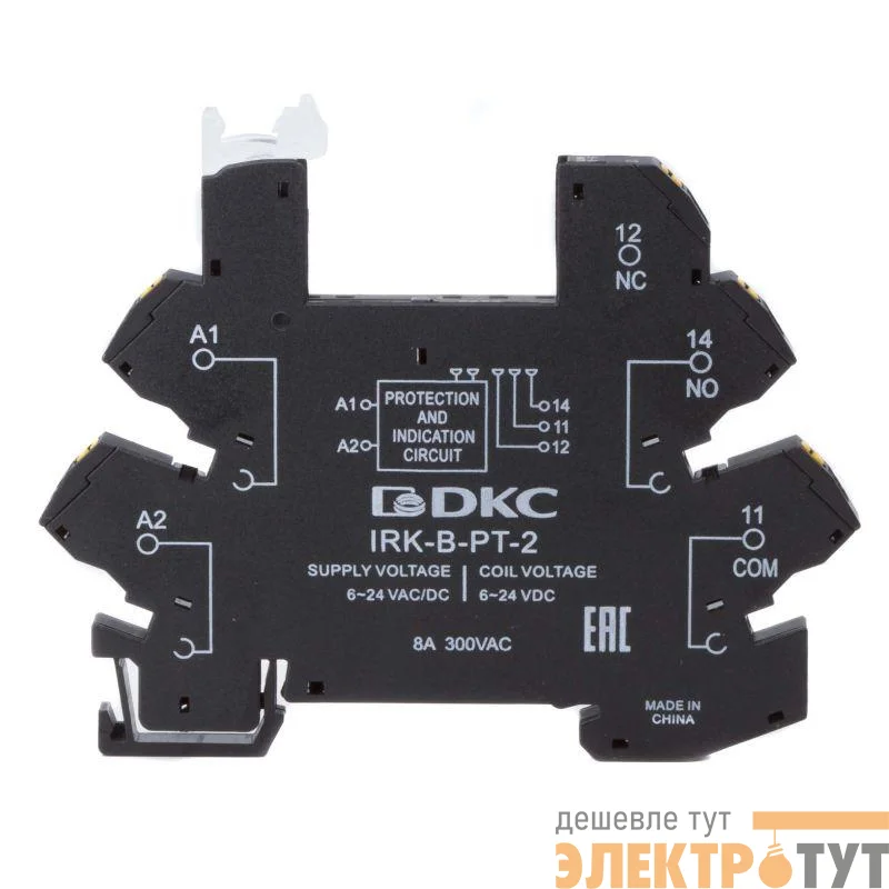 Колодка ультратонкая для реле RIS вх. напр. 6-24В AC/DC push-in клеммы DKC IRK-B-PT-2