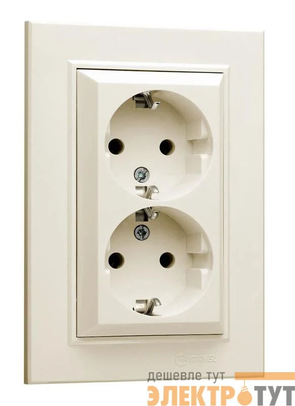 Розетка 2-м СП Karea 16А IP20 с/з крем. Makel 56010082