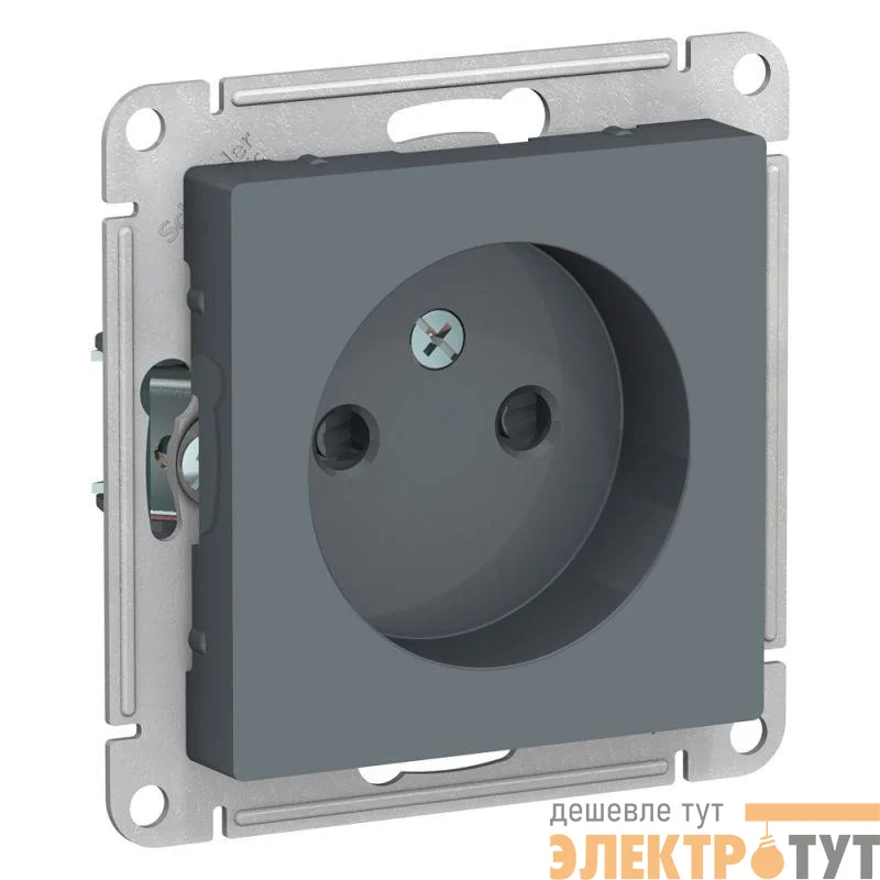 Механизм розетки 1-м СП AtlasDesign 16А IP20 без заземл. защ. шторки грифель SchE ATN000749