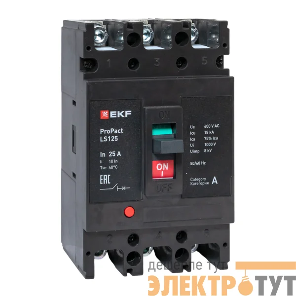 Выключатель автоматический 3п 25А 18кА LS125 ProPact EKF mccb-125-18-3-25-ls