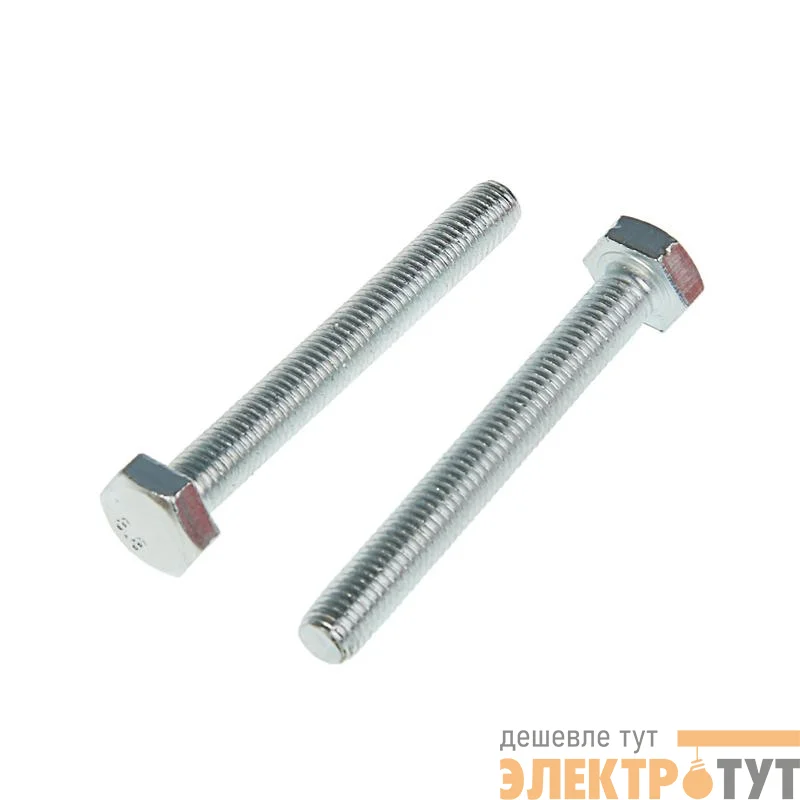 Болт М10х80 с шестигранной головкой цинк. DIN 933 (уп.12шт) класс прочности 8.8. коробка Tech-Krep 144909