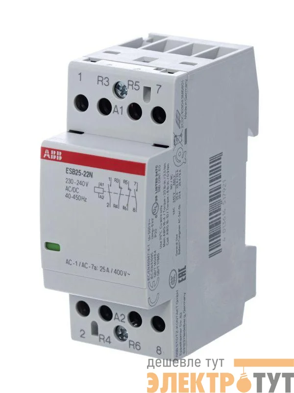 Контактор ESB25-22N-06 модульный (25А АС-1 2НО+2НЗ) катушка 230В AC/DC ABB 1SAE231111R0622
