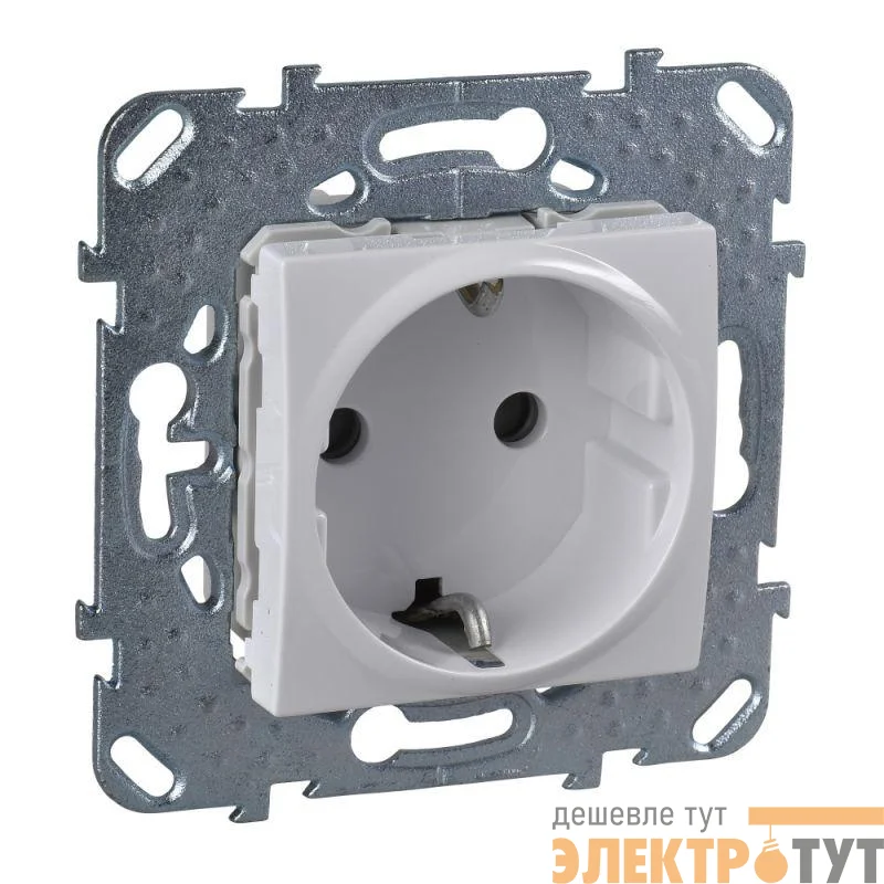 Механизм розетки 1-м СП Unica защ. шторки с заземл. бел. SchE MGU5.037.18ZD