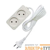 Удлинитель 2х5м без заземл. 10А IP20 2.2кВт ПВС Союз 481S-1205
