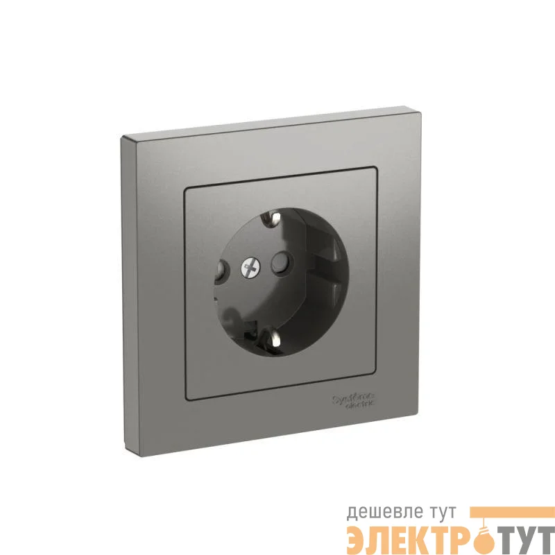 Розетка AtlasDesign 16А с заземл. защ. шторки быстрозажим. клем. в сборе сталь SE ATN000944S