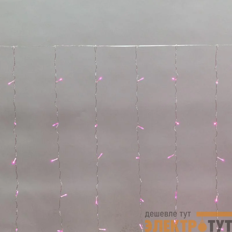 Гирлянда светодиодная "Светодиодный Дождь" 3х2м LED роз. 12Вт 230В IP20 свечение с динамикой прозр. провод Neon-Night 235-097