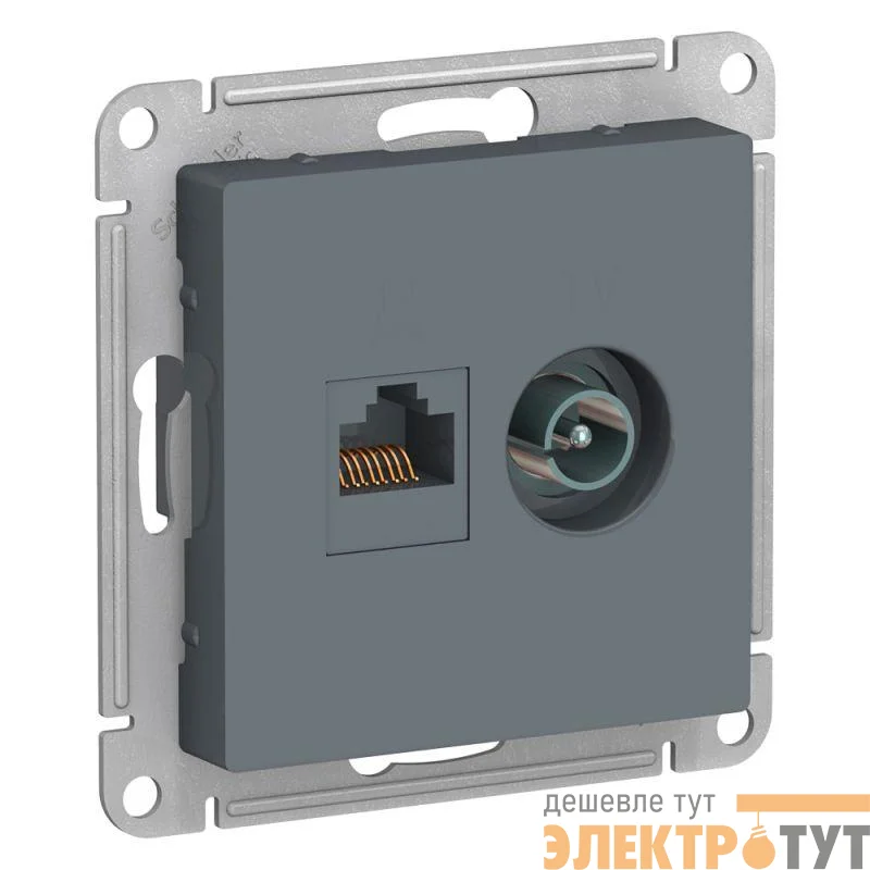 Розетка компьютерная + телевизионная 2-м AtlasDesign RJ45 кат.5E + TV механизм грифель SE ATN000789