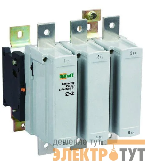 Контактор КМ-103 500А кат. 380В AC 1НО+1НЗ AC-3 DEKraft 22165DEK