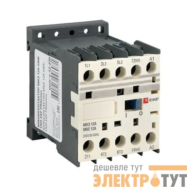 Мини-контактор МКЭ 12А кат. 230В AC 1НО PROxima EKF Mctr-s-12-230