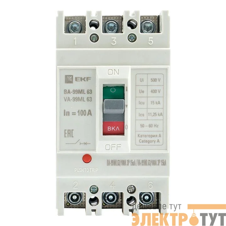 Выключатель автоматический 3п 63/100А 15кА ВА-99МL Basic EKF mccb99-63-100mi