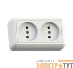 Розетка 2-м ОП Оптима РА10-373 10А IP20 без заземл. с монтаж. пластиной бел. Кунцево 8009