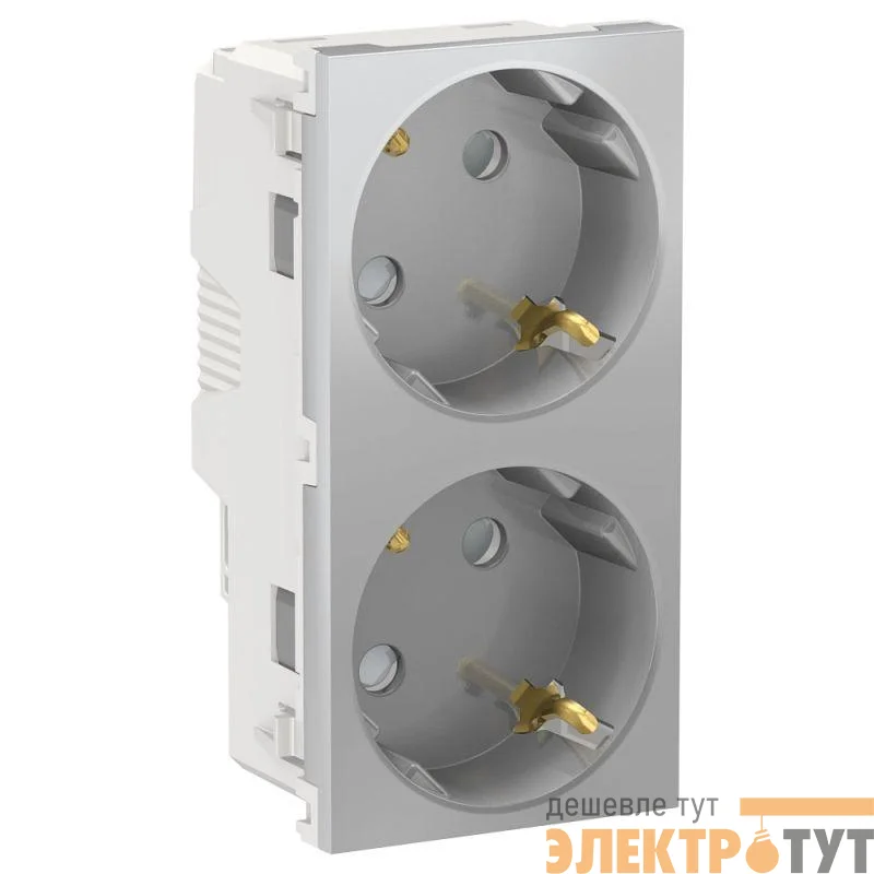 Розетка 2-м СП 4мод. Unica Modular 16А IP21 с заземл. защ. шторки винт. клеммы алюм. SchE NU306730A