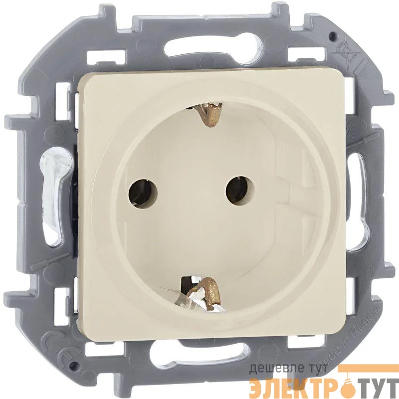 Розетка 1-м СП Inspiria 16А IP20 250В 2P+E защ. шторки немецк. стандарт механизм сл. кость IEK 673731