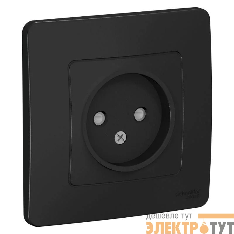 Розетка 1-м СП Blanca 16А IP20 250В без заземл. защ. шторки антрацит SchE BLNRS000116