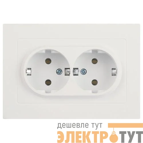 Розетка 2-м СП Accent 6-205-01М 16А IP20 250В 2P+E Schuko AL/CU бел. матов. Intro Б0063487