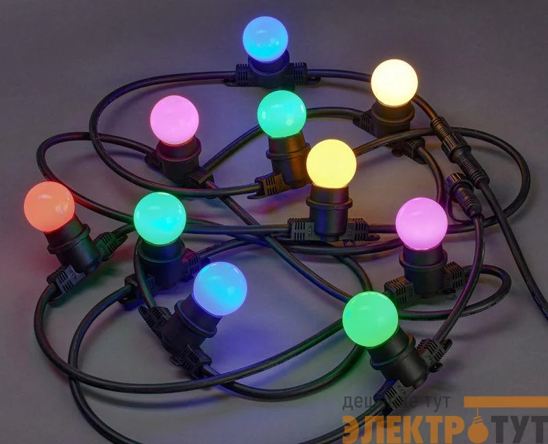 Гирлянда белт-лайт 5м 10 ламп RGB IP65 шнур черн. 3м 230В транзит IEK LGDU601-3-010-05-B-S-65