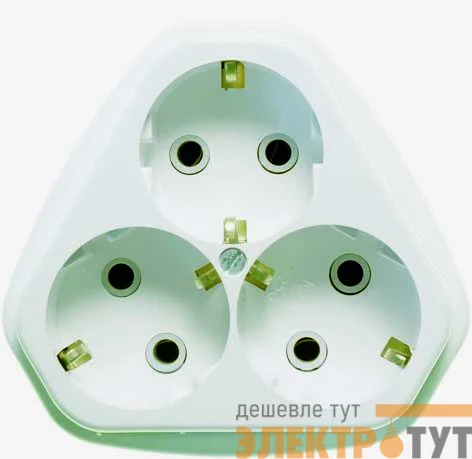 Розетка 3-м СП РС10/16-835 16А IP20 с заземл. бел. Кунцево 5929