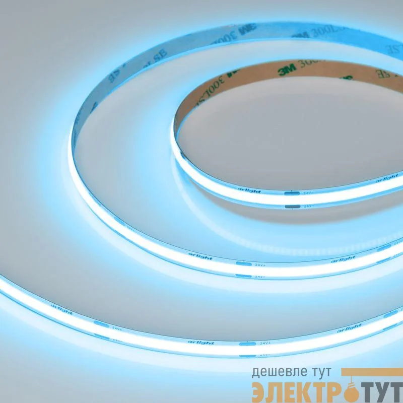 Лента светодиодная COB-X480-8mm 24V Sky Blue 8Вт/м IP20 (уп.5м) Arlight 047740