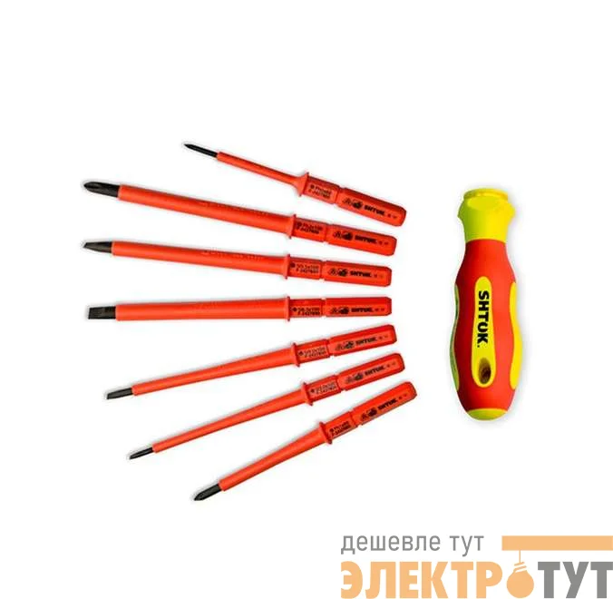 Набор отверток диэлектрических со сменными вставками 7+1 в кофре SHTOK 09345