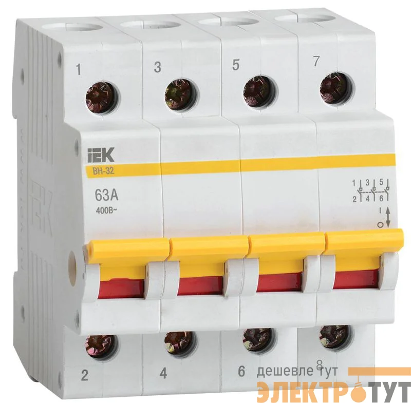 Выключатель нагрузки (мини-рубильник) 4п 63А ВН-32 KARAT IEK MNV10-4-063