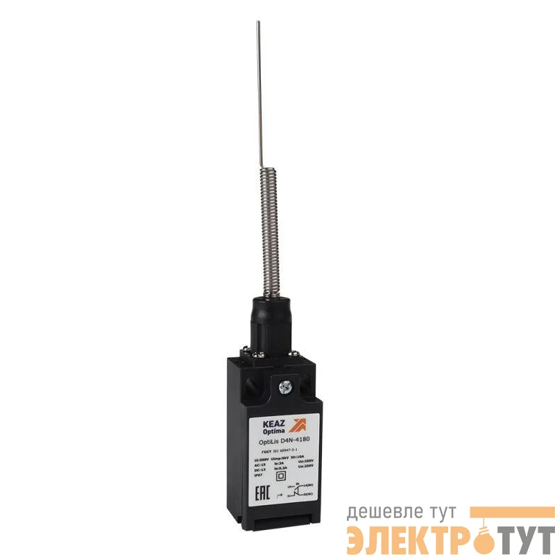 Выключатель концевой OptiLiS D4N-8180 пружина со стержнем кошачий ус EN 50047 XCKT2106P16 КЭАЗ 365324