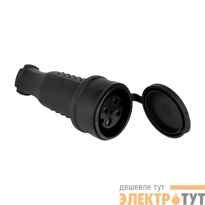 Розетка переносная 32А IP44 3P+PE 380В с защ. крышкой каучук Basic EKF RPS-022-32-380-44