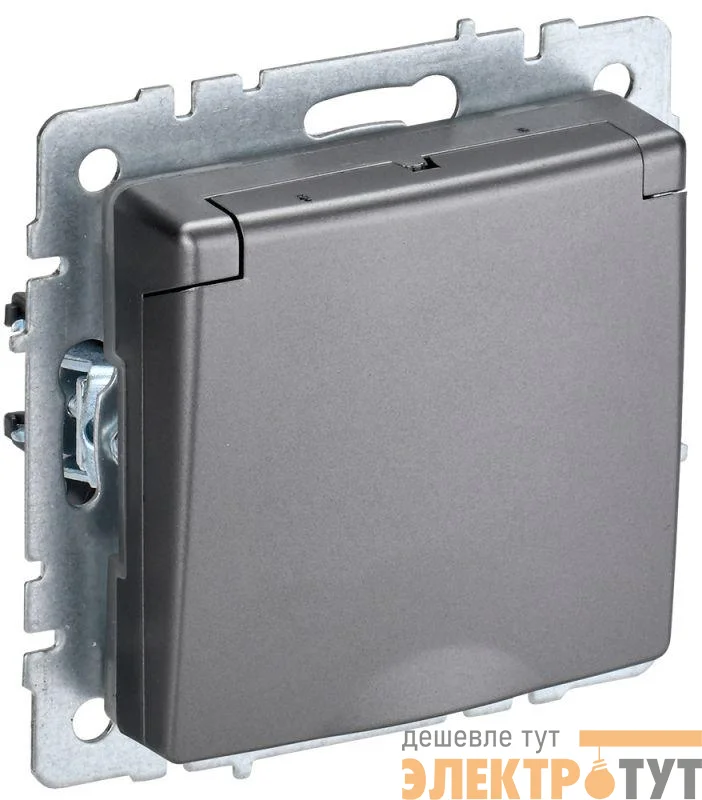Розетка BRITE РСбш10-3-44-БрС 16А IP44 с заземл. защ. шторки с крышкой механизм сталь IEK BR-R16-16-44-K46