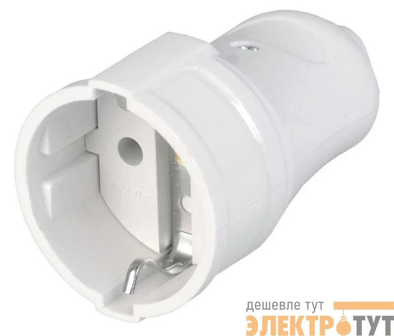Розетка разборная РПп10-01-Ст 16А прямая с заземл. бел. IEK ERP10-16-01-K01