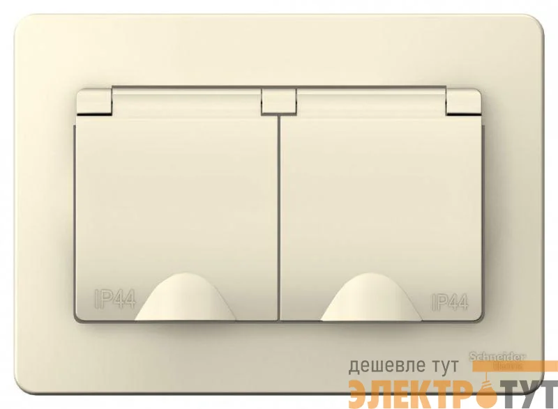 Розетка 2-м СП Blanca 16А IP44 250В с заземл. защ. шторки с крышкой молоч. SchE BLNRS441122